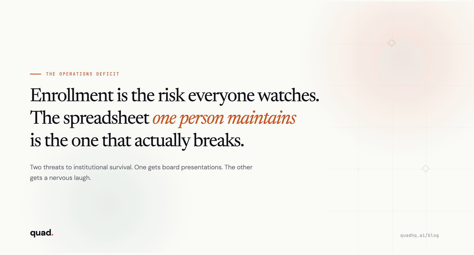 No one watches the risks nobody presents — enrollment vs operational fragility in higher education